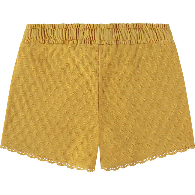 Scalloped Lace Trim Shorts, Yellow - Shorts - 2