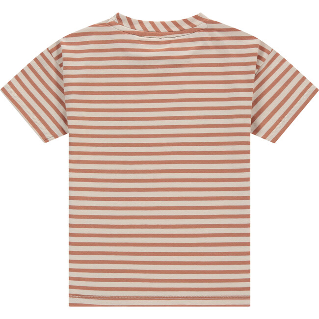 Striped Pocket T-Shirt, Orange/Cream - T-Shirts - 2