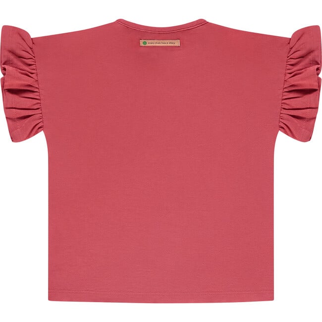 Daisy Ruffled Sleeve T-Shirt, Red - T-Shirts - 2