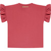 Daisy Ruffled Sleeve T-Shirt, Red - T-Shirts - 2