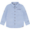 Long Sleeve Button Down Shirt, Blue - Button Downs - 1 - thumbnail