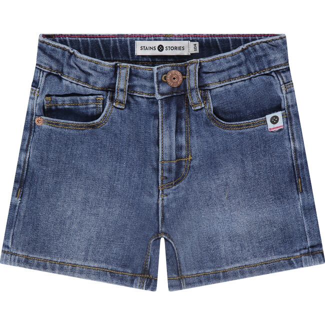 Mid Wash Denim Shorts, Blue