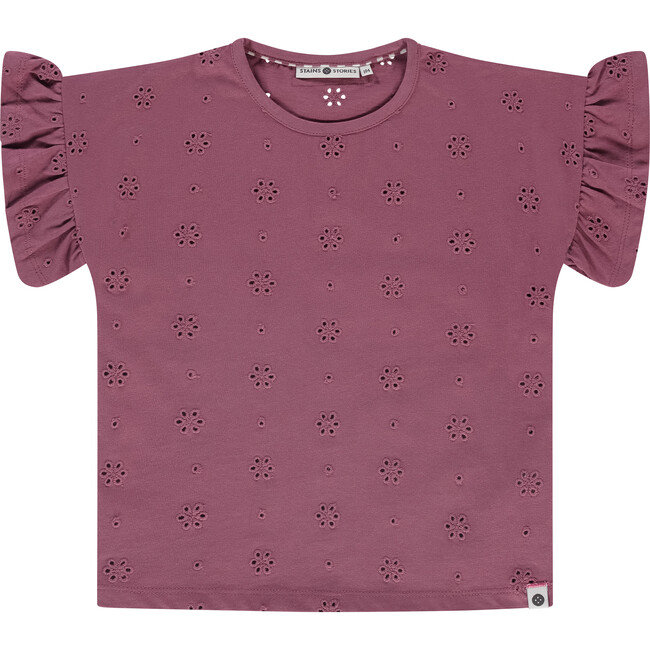 Ruffle Eyelet Tee, Purple