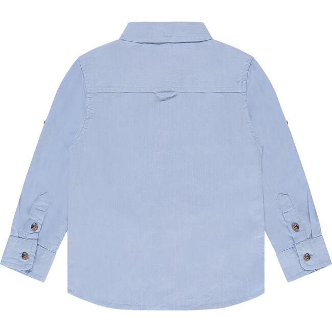 Long Sleeve Button Down Shirt, Blue - Button Downs - 2