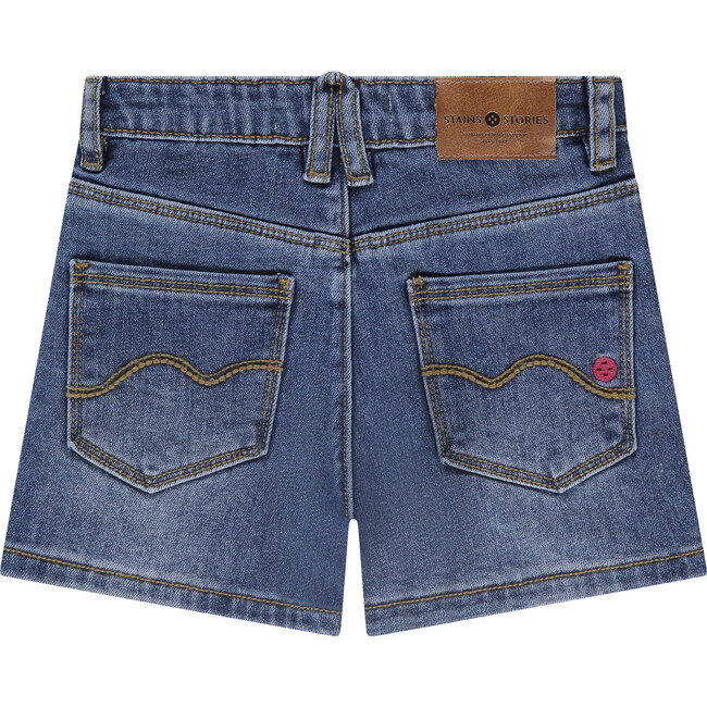 Mid Wash Denim Shorts, Blue - Shorts - 2