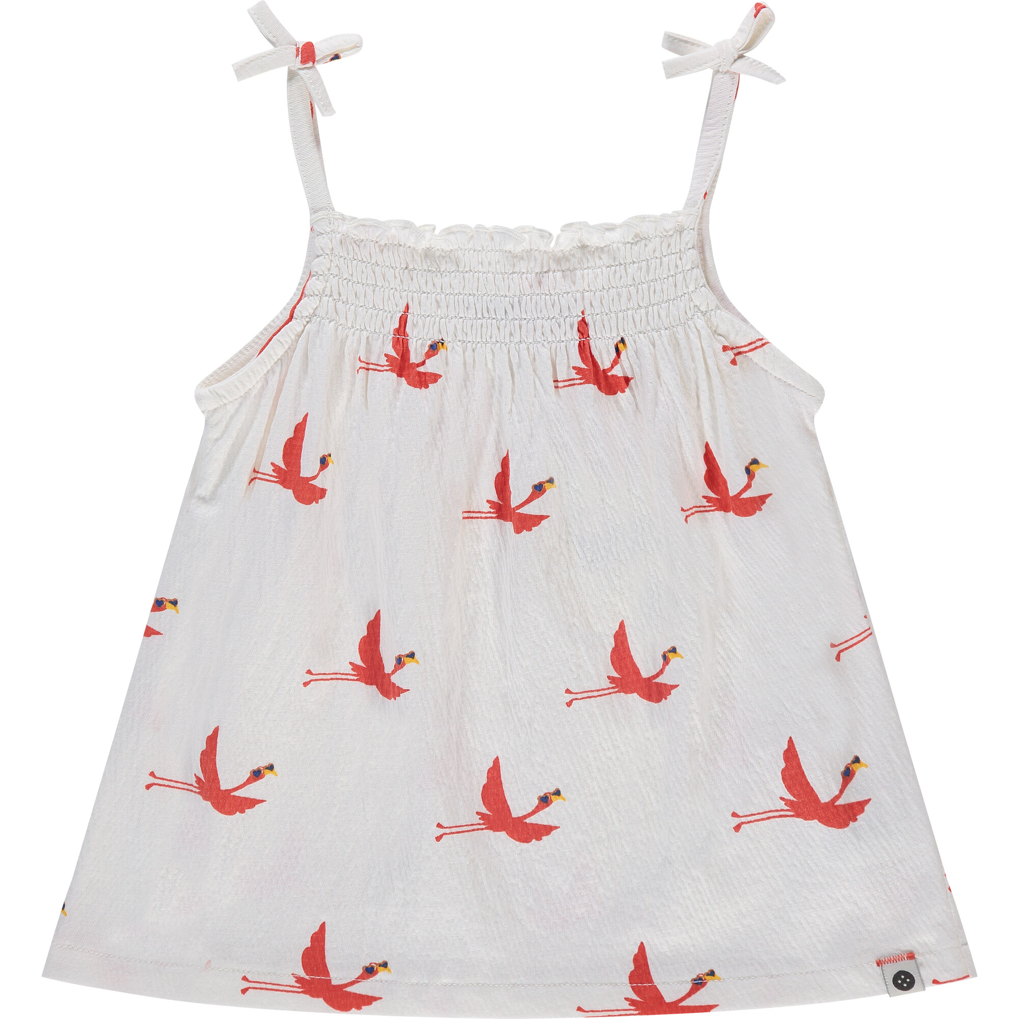 Tie Strap Flamingo Tank Top, White - Tank Tops - 1