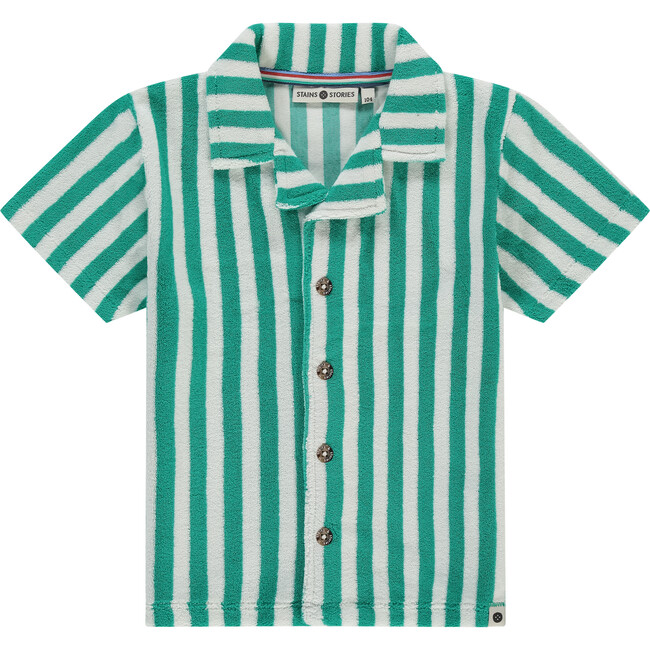 Terry Striped Button Down, Green