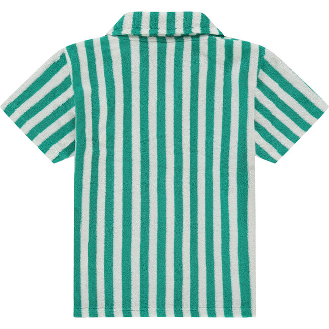 Terry Striped Button Down, Green - Button Downs - 2