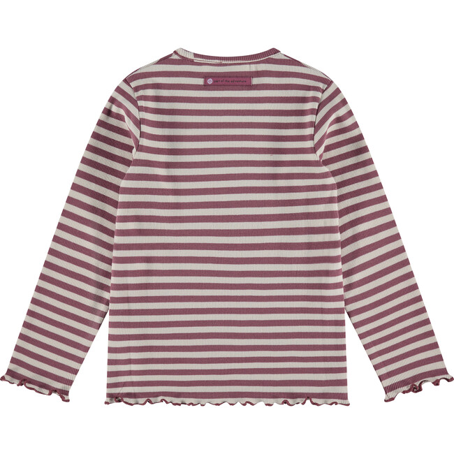 Flower Striped Long Sleeve Tee, Purple/Cream - T-Shirts - 2
