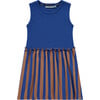 Striped Dress, Blue/Brown - Dresses - 1 - thumbnail