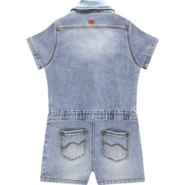 Denim Jumpsuit, Blue - Rompers - 2