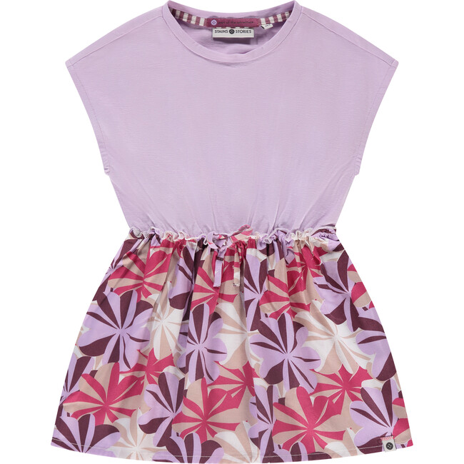 Mixed Media Dress, Purple Palm Trees