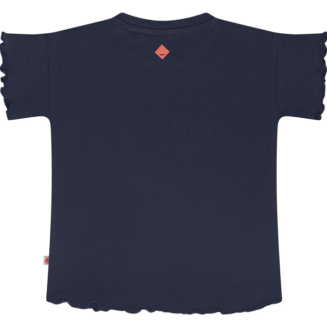 Strawberry Ruffled Sleeve T-Shirt, Navy - T-Shirts - 2