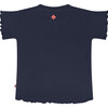 Strawberry Ruffled Sleeve T-Shirt, Navy - T-Shirts - 2