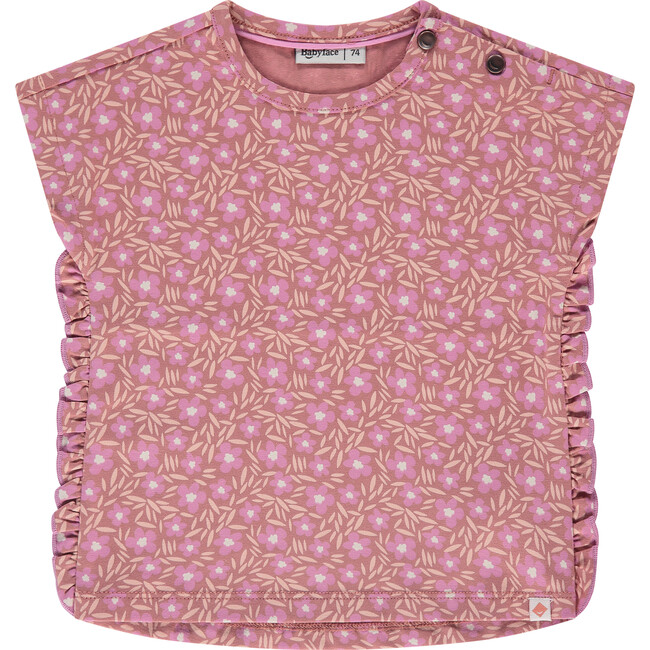 Ruffle Floral T-Shirt, Rose