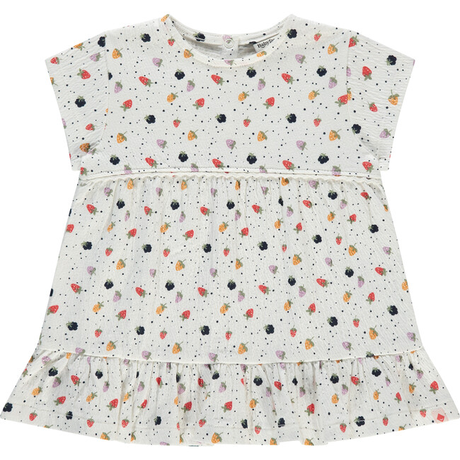 Short Sleeve Tiered Dress, White