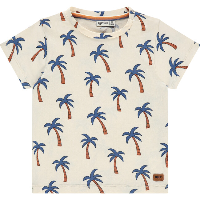 Palm Tree T-Shirt, Cream - T-Shirts - 1