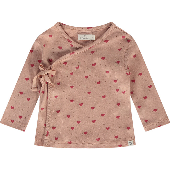 Heart Kimono Long Sleeve Tee, Pink