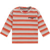 Striped Long Sleeve Tee, Orange/Cream - T-Shirts - 1 - thumbnail