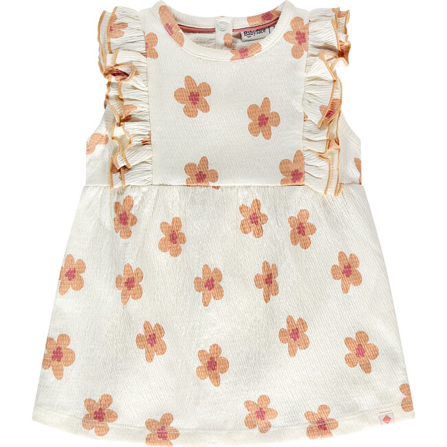Flutter Sleeve Floral Dress, Cream