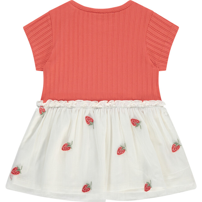 Short Sleeve Dress with Tulle Skirt, Red - Dresses - 2