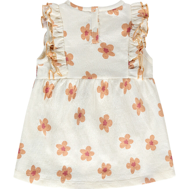 Flutter Sleeve Floral Dress, Cream - Dresses - 2