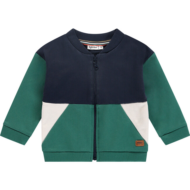 Colorblock Zip Up Sweatshirt, Navy/Green