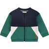 Colorblock Zip Up Sweatshirt, Navy/Green - Sweatshirts - 1 - thumbnail