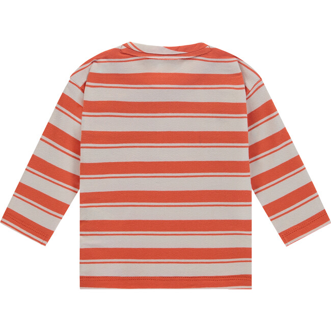Striped Long Sleeve Tee, Orange/Cream - T-Shirts - 2