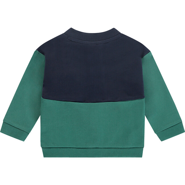Colorblock Zip Up Sweatshirt, Navy/Green - Sweatshirts - 2