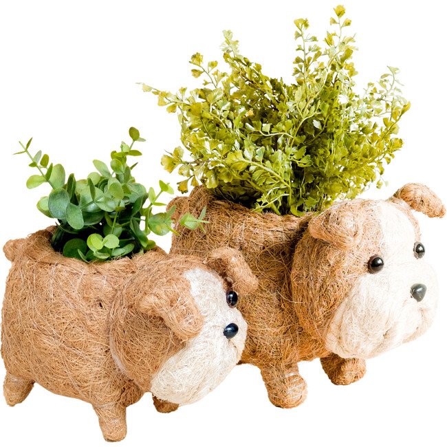 Mama and Baby English Bulldog Planter Set
