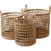 Seagrass Open Weave Cylinder Baskets, Set of 3 - Storage - 1 - thumbnail
