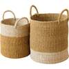 Mustard Cylinder Floor Baskets, Set of 2 - Storage - 1 - thumbnail