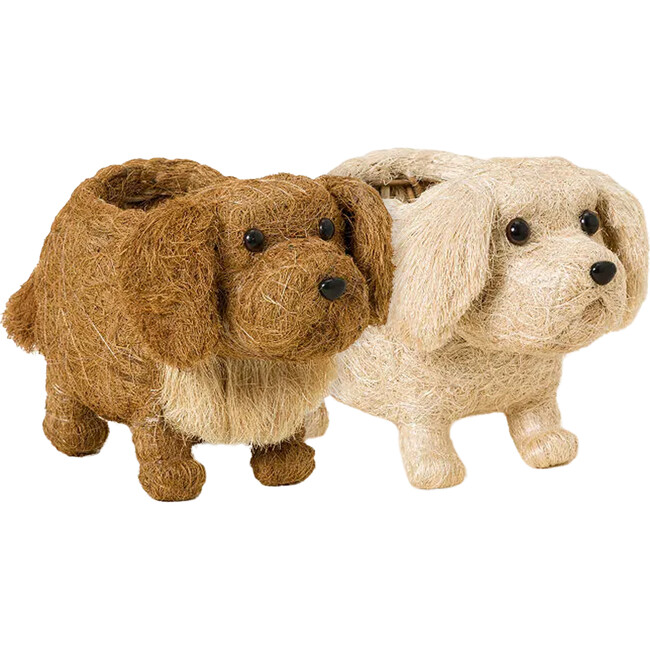White Labrador and Golden Retriever Planter Set