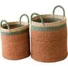 Coral Cylinder Floor Baskets, Set of 2 - Storage - 1 - thumbnail