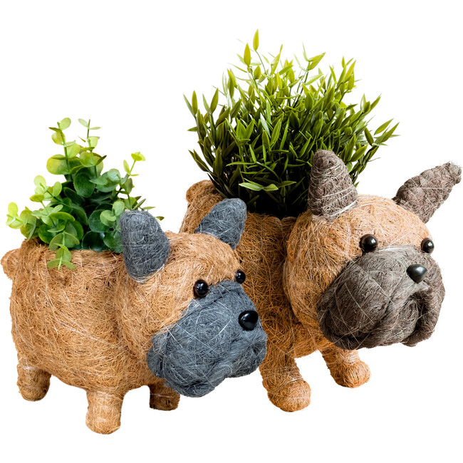 Mama and Baby French Bulldog Planter Set