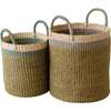 Olive Cylinder Floor Baskets, Set of 2 - Storage - 1 - thumbnail
