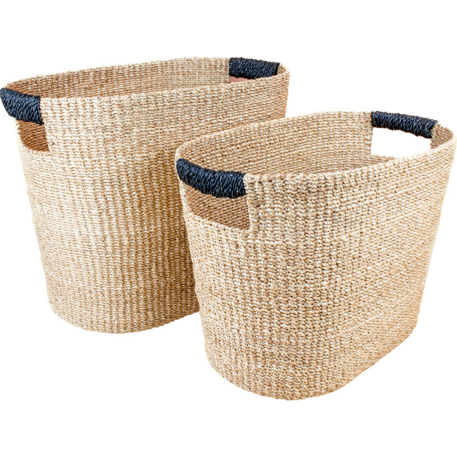 Black Oval Baskets, Set of 2