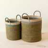 Olive Cylinder Floor Baskets, Set of 2 - Storage - 3