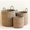 Seagrass Cylinder Baskets with Handles, Set of 3 - Storage - 3