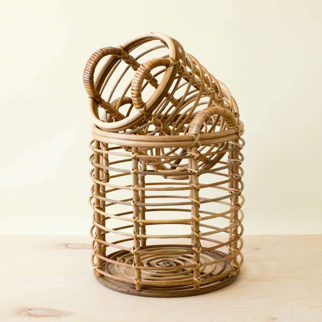 Rattan Cylinder Floor Baskets, Set of 2 - Storage - 3