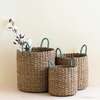 Seagrass Cylinder Baskets with Handles, Set of 3 - Storage - 4