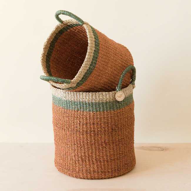 Coral Cylinder Floor Baskets, Set of 2 - Storage - 5