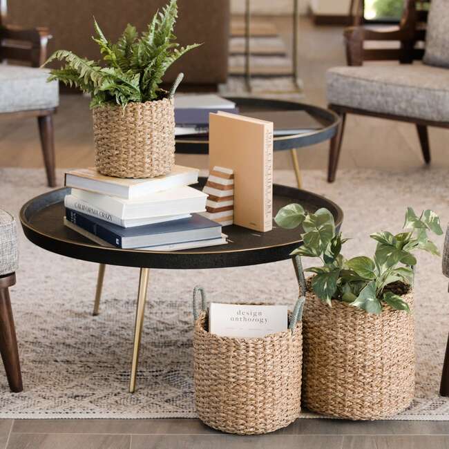 Seagrass Cylinder Baskets with Handles, Set of 3 - Storage - 5