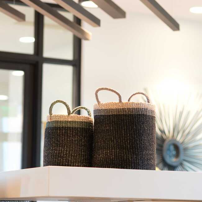 Black Cylinder Floor Baskets, Set of 2 - Storage - 5