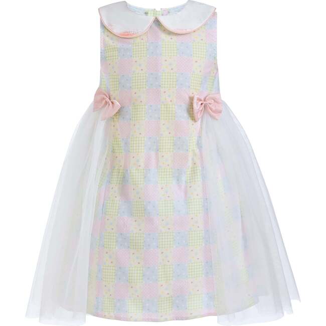 Spring Gingham Tulle Dress, Yellow