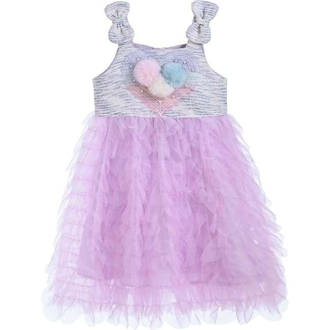 Tulle Silhouette Bow Pom Dress, Purple