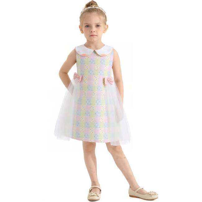Spring Gingham Tulle Dress, Yellow - Dresses - 2