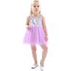 Tulle Silhouette Bow Pom Dress, Purple - Dresses - 2