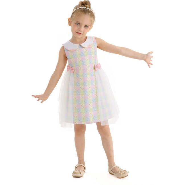 Spring Gingham Tulle Dress, Yellow - Dresses - 3